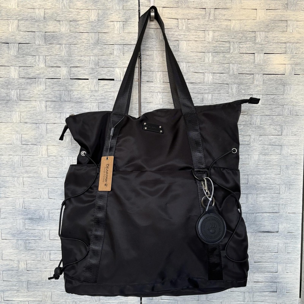 Bearpaw Black Nylon Tote Bag Convertible‎ Backpack Straps Travel Work - Picture 2 of 7